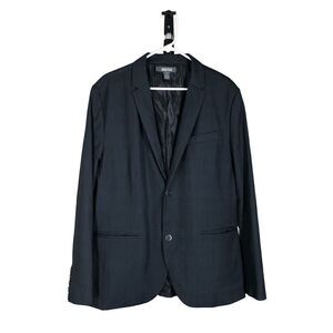 Sz XL/47- KENNETH COLE Reaction Dark Grey Plaid 2 Button Men Blazer Suit Jacket
